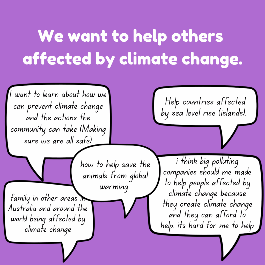 We want to help others affected by climate change.
